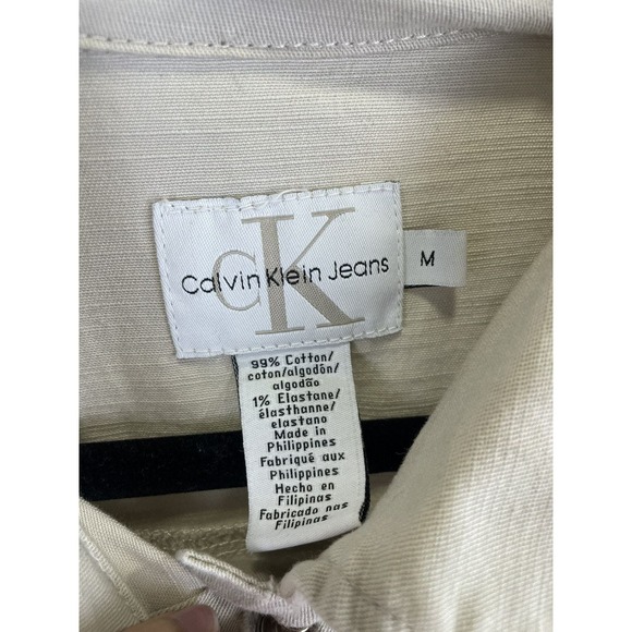 Vintage 90s Calvin Klein Ivory Sand Denim Jacket Size Medium - Picture 4 of 8